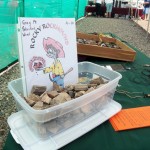 Kids are on a scavenger hunt to collect rock samples from show vendors. I have the petrified wood.